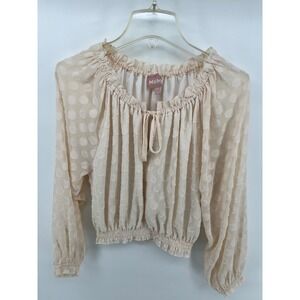 Show‎ Me Your Mumu Cream Margo Top Polkadot Tie Neck Smocked Crop Top XS